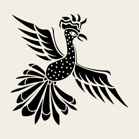 Phoenix flame tail — Korean traditional phoenix motif vector (봉황문 9613)