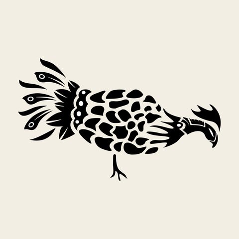 Phoenix pecking — Korean traditional phoenix motif vector (봉황문 9704)