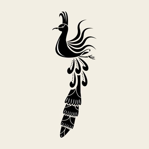 Phoenix pendant — Korean traditional phoenix motif vector (봉황문 9628)