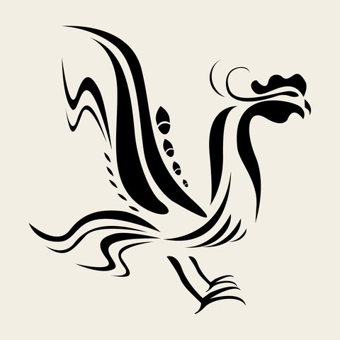 Phoenix ribbon dance — Korean traditional phoenix motif vector (봉황문 9976)