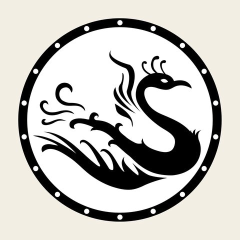 Phoenix roundel — Korean traditional animal motif vector (봉황문 10111)