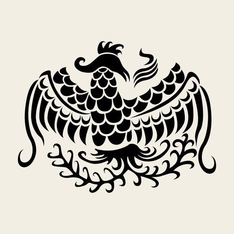 Phoenix scaled crest — Korean traditional phoenix motif vector (봉황문 4222)