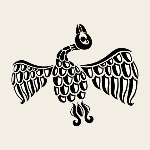 Phoenix spread front — Korean traditional phoenix motif vector (봉황문 4406)