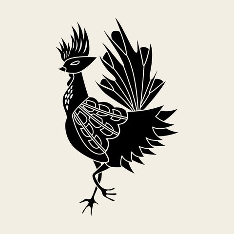 Phoenix standing fan — Korean traditional phoenix motif vector (봉황문 9772)