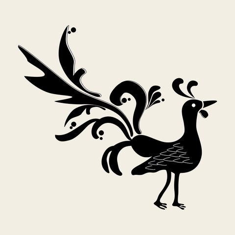 Phoenix vine plume — Korean traditional phoenix motif vector (봉황문 8979)