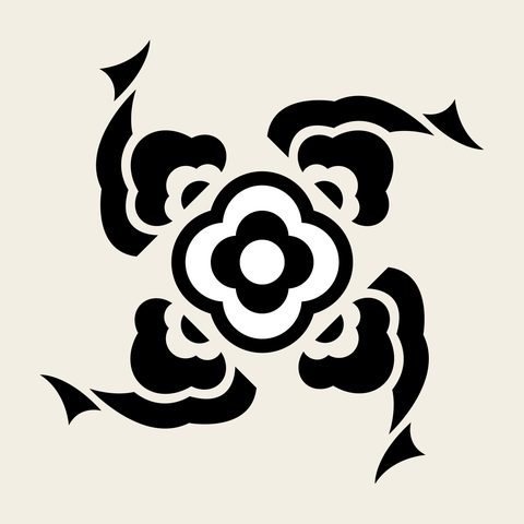 Pinwheel flower arrows — Korean traditional medallion motif vector (칠보문 8729)