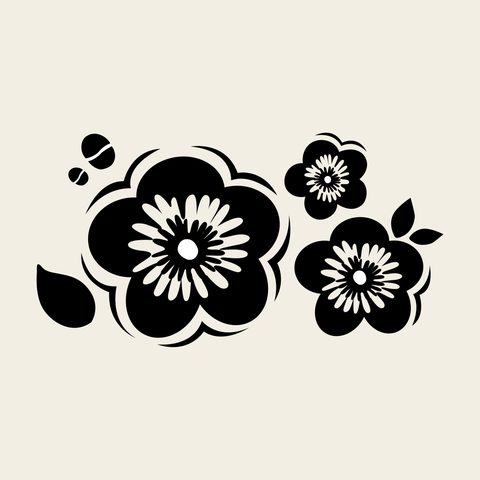 Plum blossom trio — Korean traditional plum motif vector (매화문 9697)