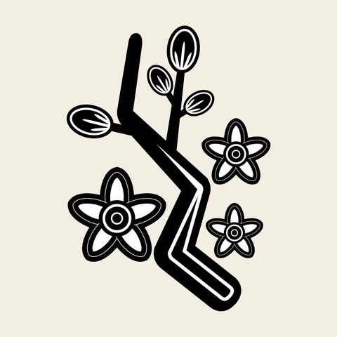 Plum branch stylized — Korean traditional plum motif vector (매화문 9507)
