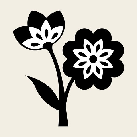 Plum pair stems — Korean traditional plum motif vector (매화문 9071)