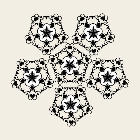 Plum pentagon cluster — Korean traditional plum motif vector (매화문 9637)