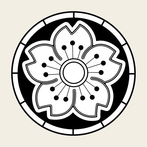 Plum roundel framed — Korean traditional plum motif vector (매화문 10136)