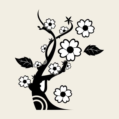 Plum tree — Korean traditional plum motif vector (매화문 9581)
