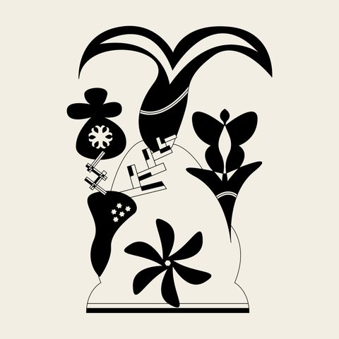 Pomegranate vase panel — Korean traditional fruit motif vector (석류문 4185)