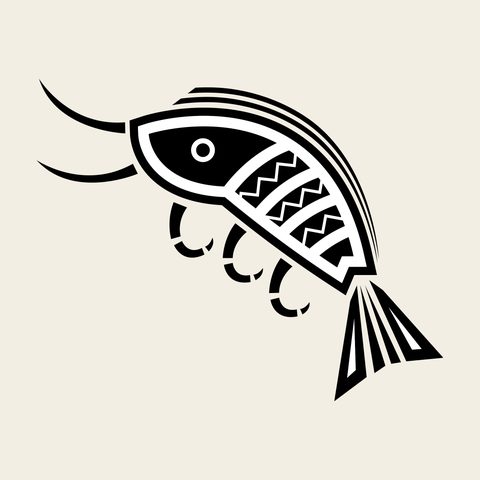 Pond fish striped — Korean traditional fish motif vector (연못·물짐승문 8407)