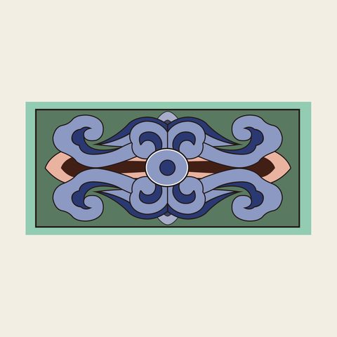 Pyeongbang end scroll — Korean traditional bracket motif vector (경복궁 사정전 평방단)