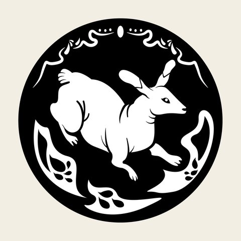Rabbit moon roundel — Korean traditional zodiac motif vector (기타 9740)