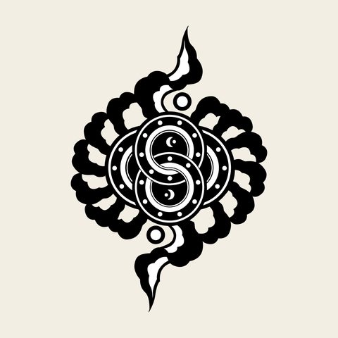 Ribbon knot medallion — Korean traditional knot motif vector (공림사 범종루 현판 5498)