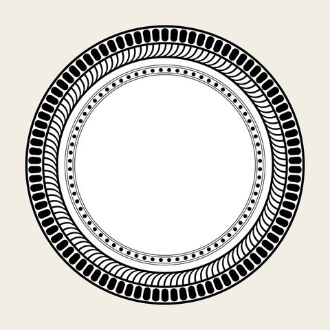 Ring hatched circle — Korean traditional circle motif vector (빗금문 8640)