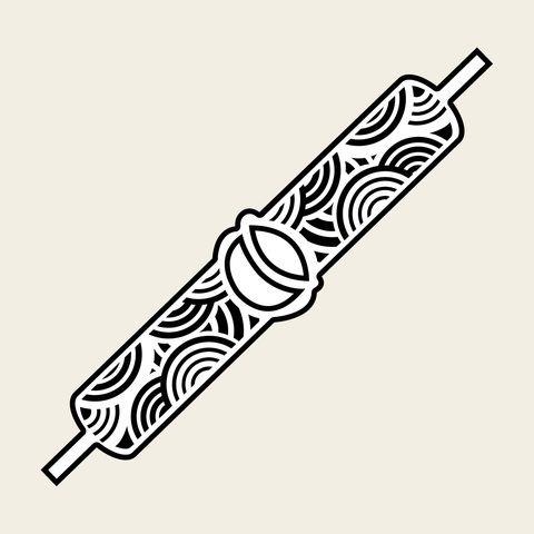 Rolled scroll diagonal — Korean traditional scroll motif vector (칠보문 8591)