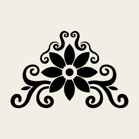 Rooftile flower hwasan — Korean traditional plant motif vector (화산서원 서재 망와 4720)