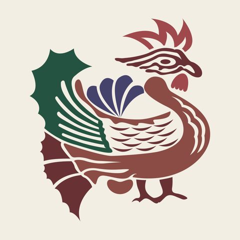 Rooster phoenix colour — Korean traditional phoenix motif vector (봉황문 4094)