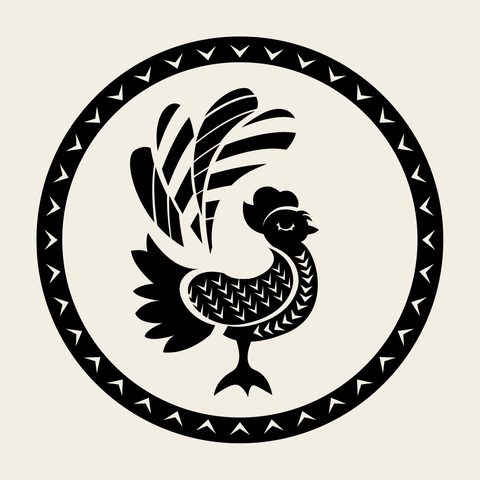 Rooster roundel — Korean traditional phoenix motif vector (봉황문 9020)