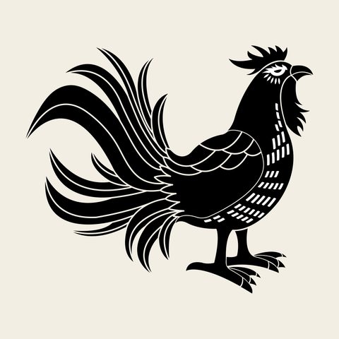 Rooster — Korean traditional animal motif vector (닭문 10866)