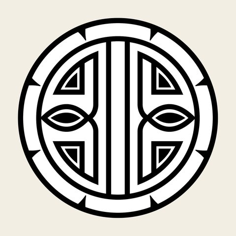 Roundel fret medallion — Korean traditional thunder motif vector (수자문 10239)