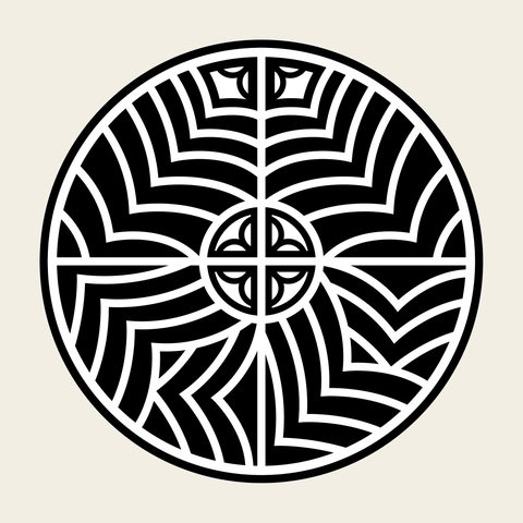 Roundel hatch cross — Korean traditional hatch motif vector (빗금문 10897)