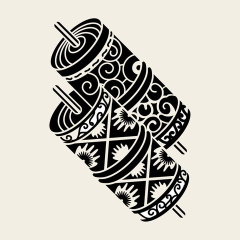 Scroll rolls bundle — Korean traditional scroll motif vector (칠보문 9322)