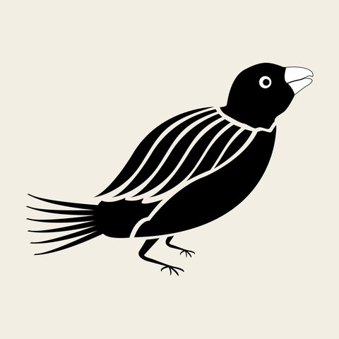 Sparrow bold — Korean traditional bird motif vector (새문 9530)