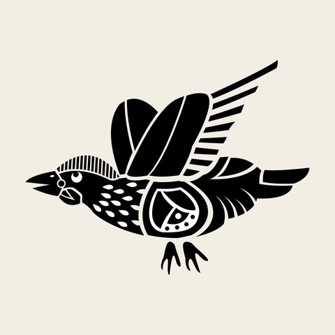 Sparrow flight — Korean traditional bird motif vector (새문 9731)