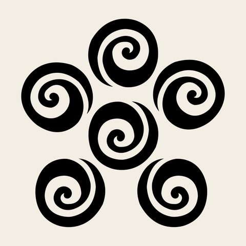 Spiral pentagon roundel — Korean traditional circle motif vector (기타 4192)