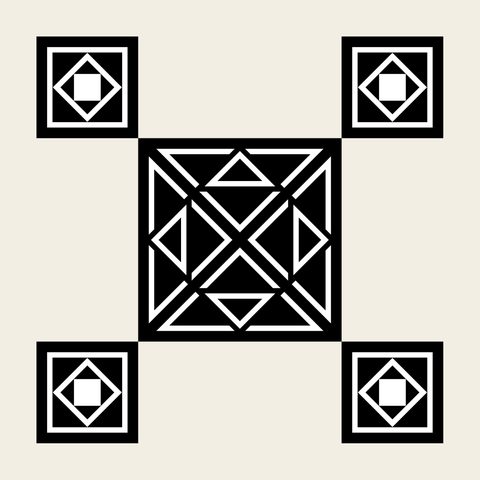 Square diamond corner — Korean traditional diamond motif vector (가로줄문 9372)