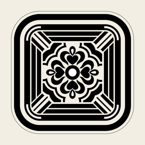 Square medallion quatrefoil — Korean traditional lattice motif vector (기타 4255)