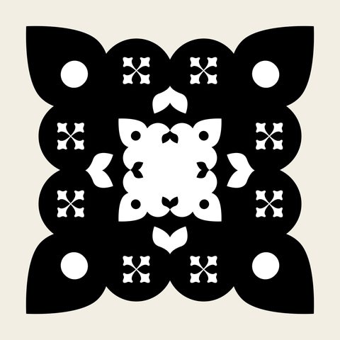 Square quatrefoil panel — Korean traditional star motif vector (기타 9672)