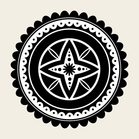Star scalloped roundel — Korean traditional star motif vector (동그라미문 9270)