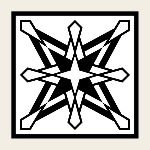 Star square panel — Korean traditional star motif vector (사각형문 9499)