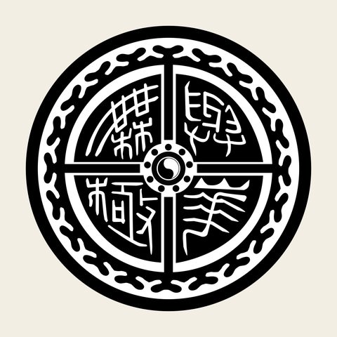 Subok roof tile roundel — Korean traditional subok motif vector (수막새 5798)