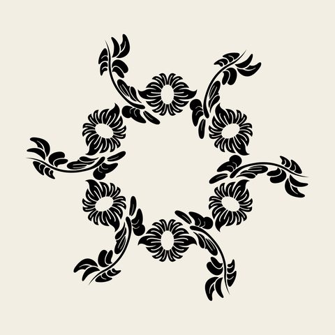 Sun roundel — Korean traditional landscape motif vector (해문 10848)
