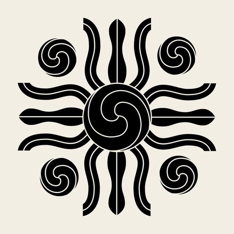 Sun spiral rays — Korean traditional taegeuk motif vector (태극문 10058)