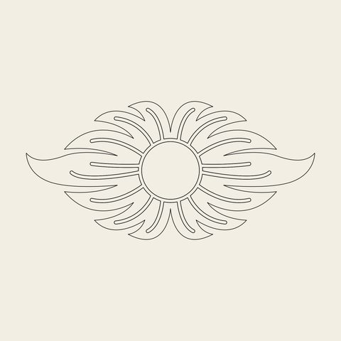 Sun wings line — Korean traditional landscape motif vector (해문 8208)