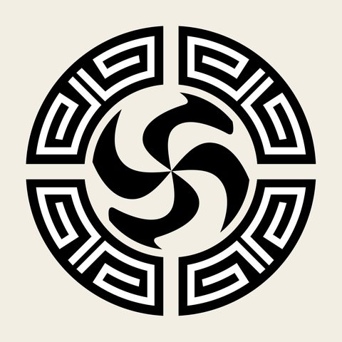 Taegeuk four blade fret — Korean traditional taegeuk motif vector (태극문 9224)