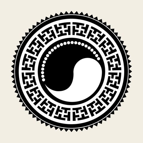 Taegeuk fret roundel — Korean traditional taegeuk motif vector (태극문 8536)