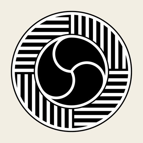 Taegeuk hatched roundel — Korean traditional taegeuk motif vector (태극문 10203)