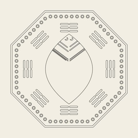 Taegeuk octagon line — Korean traditional geo motif vector (태극문 7446)
