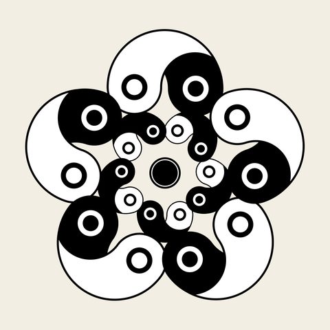 Taegeuk petal roundel — Korean traditional taegeuk motif vector (태극문 9473)