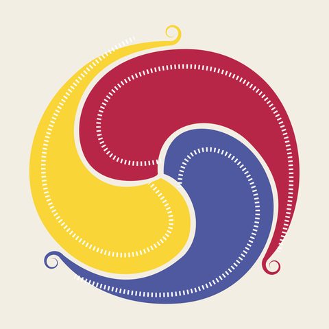 Taegeuk roundel — Korean traditional landscape motif vector (태극문 4749)