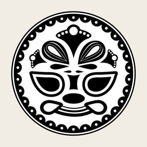 Taotie mask roundel — Korean traditional mythic motif vector (도철문 9898)