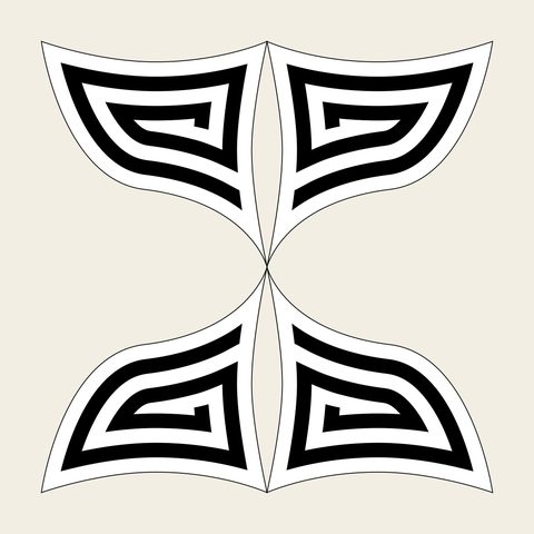 Thunder key fret wings — Korean traditional thunder motif vector (소용돌이문 4310)